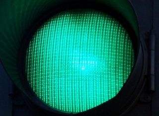 This green traffic signal indicates that: | US Drivers License Test ...