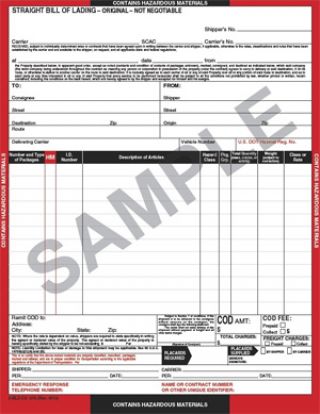 Printable Hazmat Bill Of Lading