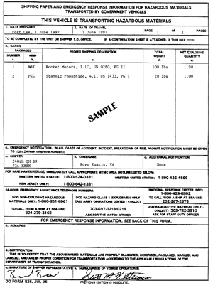 Information on a hazardous materials shipping paper must be shown ...