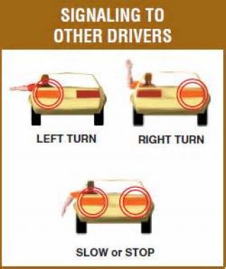 Which of the following hand signals would a driver use to indicate that ...
